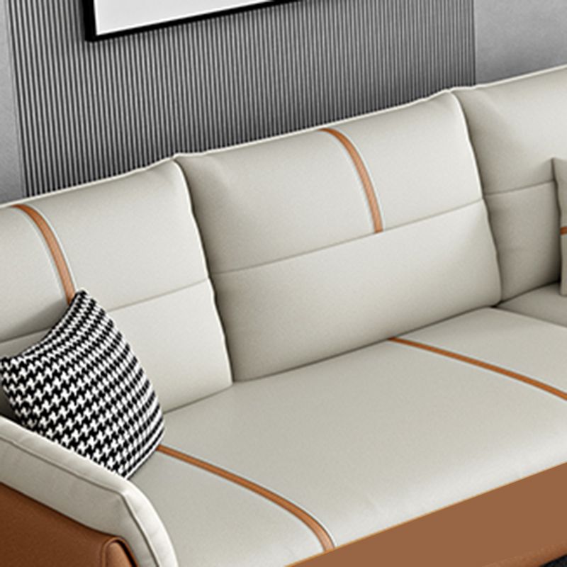 Living Room Pillow Top Arm Sofa Orange and White Cushion Back Couch Clearhalo 'furn' 'furn_sofas' 'Furniture' 'furniture_sofas' 'Living Room Furniture' 'Sofa' 'sofas' 1200x1200_edc2c1a0-f17e-435a-9523-bcb09db92d28