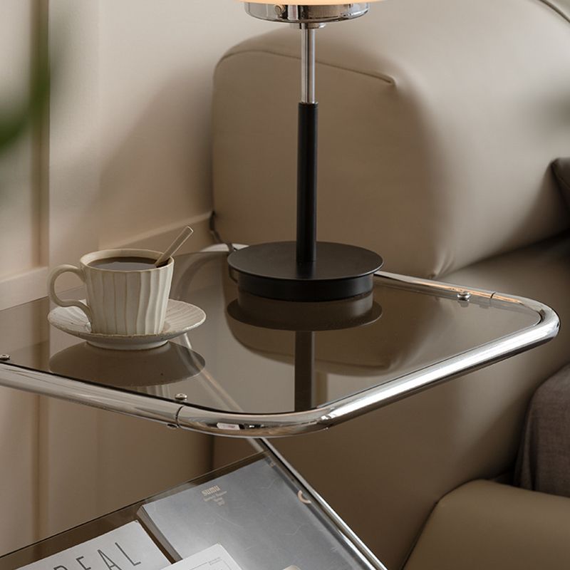 Tavolo da tavolo finale astratto in stile contemporaneo da 23,62 pollici in vetro laterale