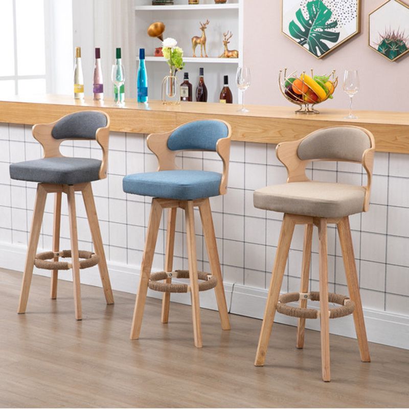 Nordic Wood Low Back Barstool Swivel Indoor Tall Stool with Upholstered Clearhalo 'Bar Furniture' 'Bar Stools' 'bar_stools' 'furn' 'furn_bar_stools' 'furniture_bar_stools' 'Kitchen & Dining Furniture' 'kitchen&dining_furn' 'kitchen' 'kitchen_furn' Furniture' 1200x1200_edc3fbc5-9628-472f-a6e9-e5a989d0c93c
