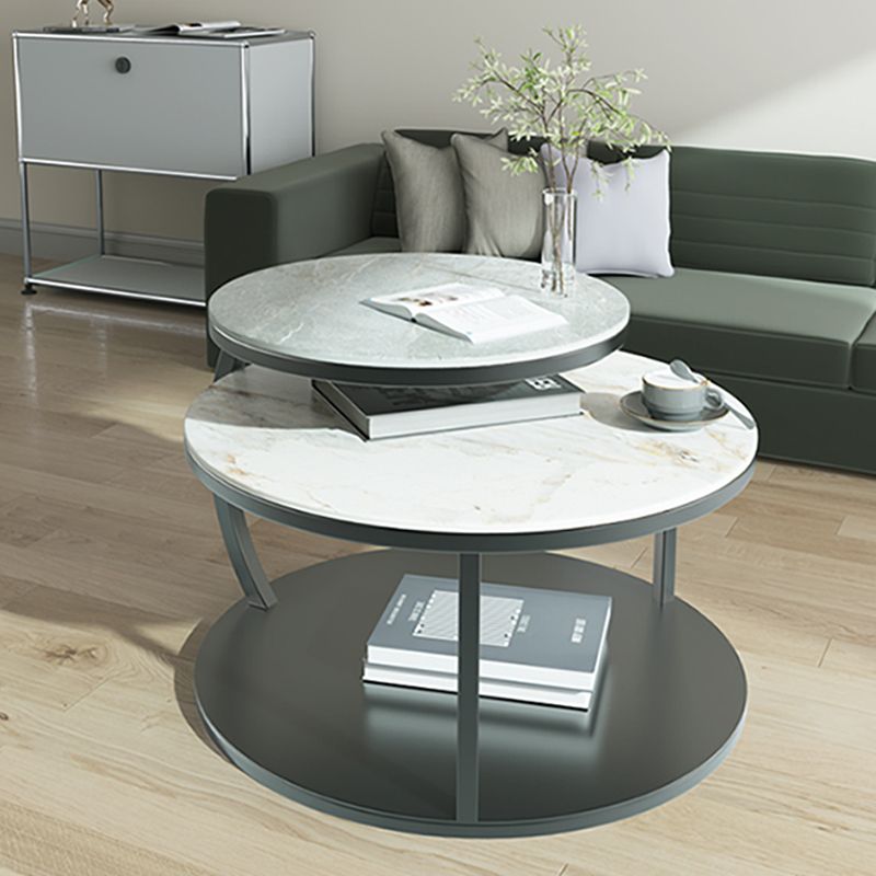 Contemporary Coffee Table Round Stone Top Extendable Coffee Cocktail Table Clearhalo 'Coffee & Accent Tables' 'Coffee Tables' 'coffee_tables' 'furn' 'furn_coffee_tables' 'Furniture' 'Living Room Furniture' 1200x1200_edc4015c-de5b-4bb3-a15e-424069774846