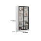 14.9" Wide Whit Bookcase Modern Stainless Steel and Glass Book Shelf With Doors