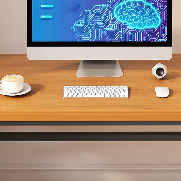 Scrivania di scrittura in stile moderno in legno solido rettangolare da ufficio con base metallica