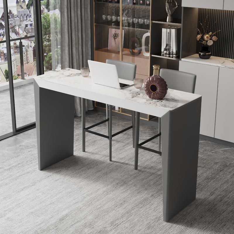 Living Room Counter Wine Table Rectangle Stone Modern Bar Height Pub Table in Grey Clearhalo 'Bar Furniture' 'Bar Tables' 'bar_tables' 'furn' 'furn_bar_tables' 'Furniture' 'furniture_bar_tables' 'Kitchen & Dining Furniture' 1200x1200_edc6f239-8a91-41f2-9fe5-409b559d5e3f