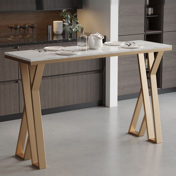 Tavolo da bistrot moderno con tavolo da bar in marmo bianco doppio piedistallo