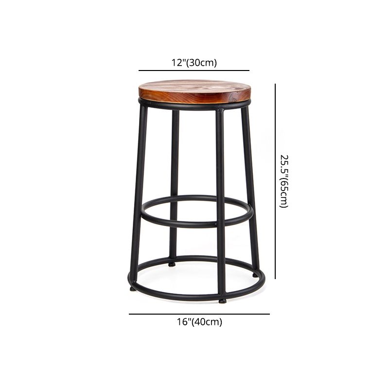Industrial Armless Barstools Wooden Round Seat Counter Height Stools in Black Clearhalo 'Bar Furniture' 'Bar Stools' 'bar_stools' 'furniture_bar_stools' 'Kitchen & Dining Furniture' 'kitchen&dining_furn' 'kitchen' 'kitchen_furn' Furniture' 1200x1200_edcac3c8-dc80-4a85-bf43-a0c4176a22af
