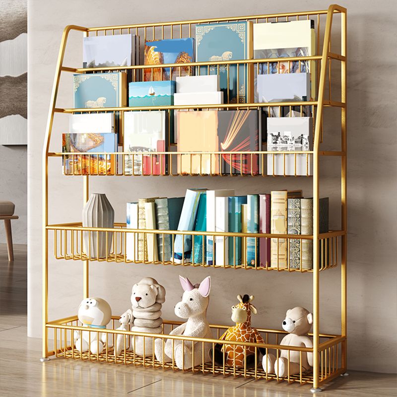 5 Levels Metal Bookcase Closed Back Shelf Bookcase for Study Room
