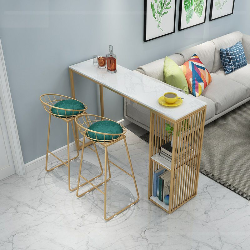 Mesa de bar rectangular estilo Glam, mesa de mostrador de mármol sintético de 1/2/3 piezas