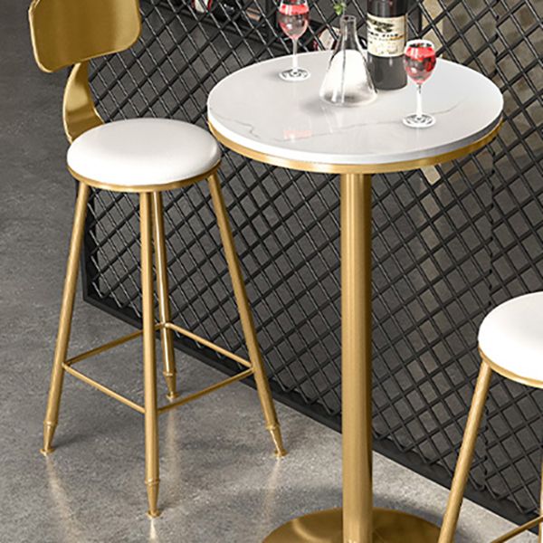 Glam Style Iron Bar Table Round Top Indoor Pedestal Bistro Table 23"W x 41"H Clearhalo 'Bar Furniture' 'Bar Tables' 'bar_tables' 'furn' 'furn_bar_tables' 'Furniture' 'Kitchen & Dining Furniture' 1200x1200_edce0f0d-a658-493c-b10d-f76f081d642b