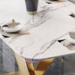 Sintered Stone Top Dining Table Rectangle Table with Gold Metal Pedestal Clearhalo ' dining_table' 'Dining Tables & Seating' 'Dining Tables' 'furn' 'furn_dining_table' 'Furniture' 'furniture_dining_table' 'Kitchen & Dining Furniture' 'kitchen&dining_furn' 'kitchen' 'kitchen_dining_table' 1200x1200_edcf3825-91ef-4499-a0be-414f5d2197da