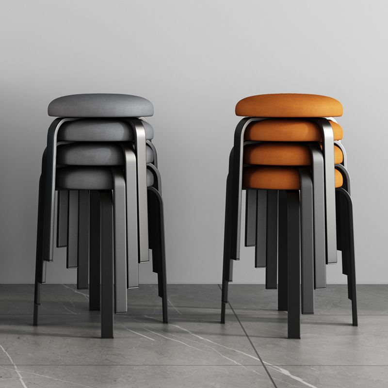 Footstool Ottoman Upholstered Metal Frame Fabric Modern Solid Round Ottoman Clearhalo 'furn' 'furn_ottomans_poufs' 'Furniture' 'Living Room Furniture' 'Ottomans & Poufs' 'ottomans_poufs' 1200x1200_edd000d8-e959-4243-bfbc-1938b074a783