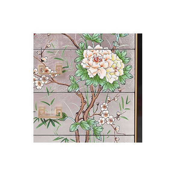 Commode en bois massif de coffre de rangement traditionnel avec 5 tiroirs, largeur de 15,6 pouces