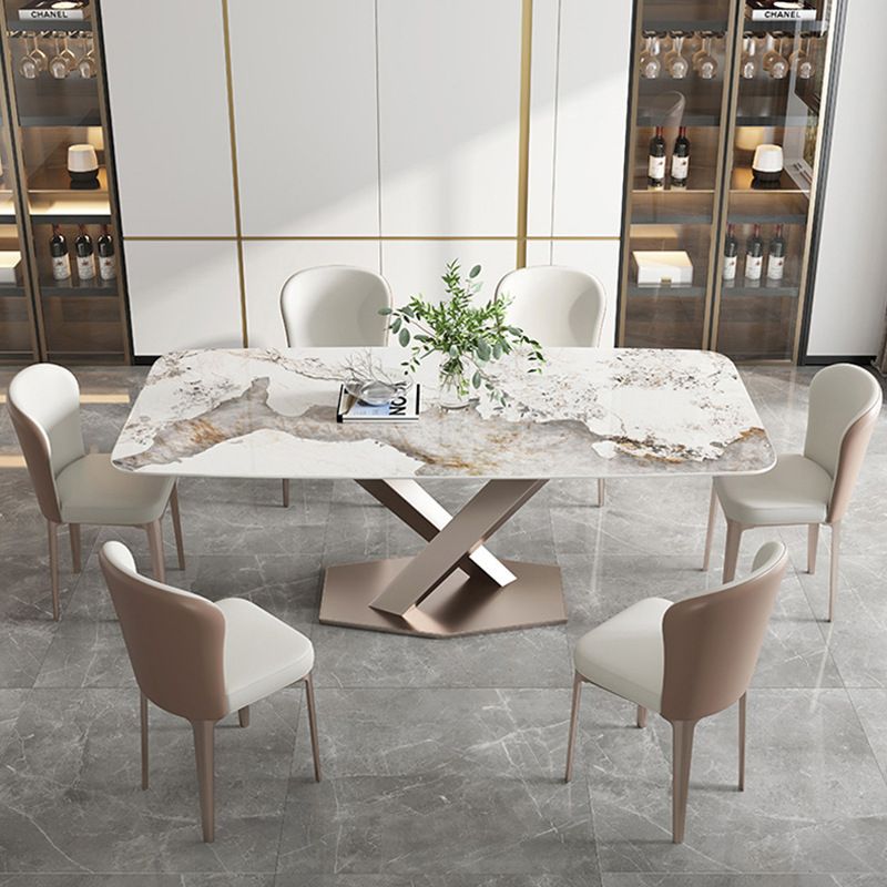 Modern Sintered Stone Dining Room Set with Rectangle Table and Metal Base Home Dining Set Clearhalo 'Dining Room Sets' 'Dining Tables & Seating' 'dining_room_set' 'furn' 'furn_dining_room_set' 'Furniture' 'furniture_dining_room_set' 'Kitchen & Dining Furniture' 'kitchen&dining_furn' 'kitchen' 1200x1200_edd14a50-bfa3-4bc3-9e90-1ea8eda5c34a