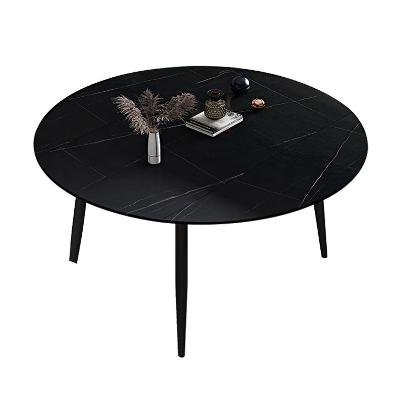 Contemporary Round Dining Table Sintered Stone Dining Table with 4 Black Legs Clearhalo ' dining_table' 'Dining Tables & Seating' 'Dining Tables' 'furn' 'furn_dining_table' 'Furniture' 'furniture_dining_table' 'Kitchen & Dining Furniture' 'kitchen&dining_furn' 'kitchen' 'kitchen_dining_table' 1200x1200_edd1a3c7-addc-4a02-8a51-57d30c155724