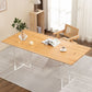 Mesa de comedor rectangular con pedestal doble, mesa de madera moderna para cocina