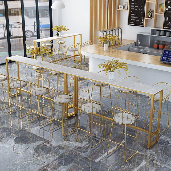 Glam Style 1/2/7 Pieces Faux Marble Bar Table Set Fixed Table Counter Set for Home Use Clearhalo 'Bar Furniture' 'furn' 'furn_home_bar_bar_sets' 'Furniture' 'Home Bars & Bar Sets' 'home_bar_bar_sets' 'Kitchen & Dining Furniture' 1200x1200_edd2d871-f681-4b82-b2bb-e88ccaf779d0