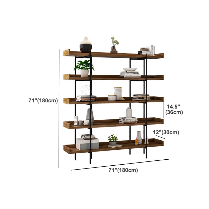 Metal Bookcase Industrial Book Shelf with Wood Rectangular Shelves Clearhalo 'Bookcases' 'furn' 'furn_bookcases' 'Furniture' 'furniture_bookcases' 'kitchen' 'kitchen_bookcases' 'Living Room Furniture' 'Office Furniture' 1200x1200_edd46234-1466-4c3e-a414-b895d3f33332