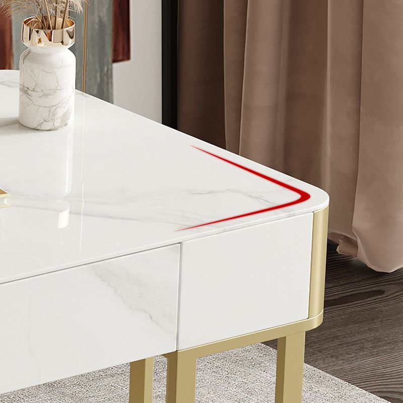 Escritorio de oficina rectangular en el hogar u oficina con escritorio de escritura base de metal