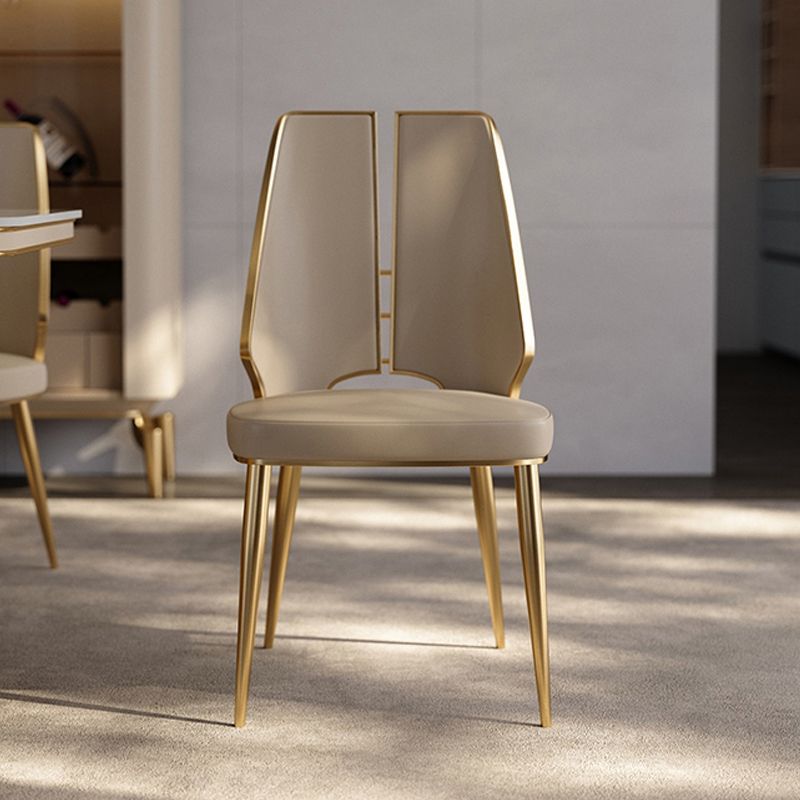 Gestoffeerde en metalen eigentijdse armloze dineren en accentstoelen