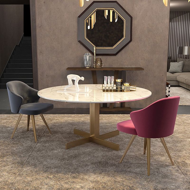 Metal and Stone Table Glam Style Minimalist Round Dining Table for Home Living Room Clearhalo 'Dining Tables & Seating' 'Dining Tables' 'dining_table' 'furn' 'furn_dining_table' 'Furniture' 'Kitchen & Dining Furniture' 1200x1200_edd6def2-2bcd-436d-8880-24879247f7c1