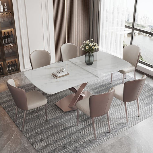 Modern 1/4/5/7 Pieces Scalable Dinette Set with Sintered Stone Rectangle Dining Table Set Clearhalo 'Dining Room Sets' 'Dining Tables & Seating' 'dining_room_set' 'furn' 'furn_dining_room_set' 'Furniture' 'furniture_dining_room_set' 'Kitchen & Dining Furniture' 1200x1200_edd73d32-3959-4ec6-b43a-0a79c7230b21