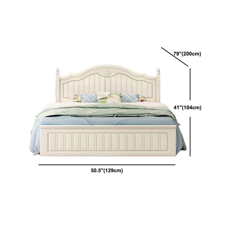 French Country Panel Bed Wood White Bed Frame with Arched Headboard Clearhalo 'Bedroom Furniture' 'Beds' 'furn' 'furn_beds' 'Furniture' 1200x1200_eddd0852-8300-4243-afb0-aa72bd702dd1