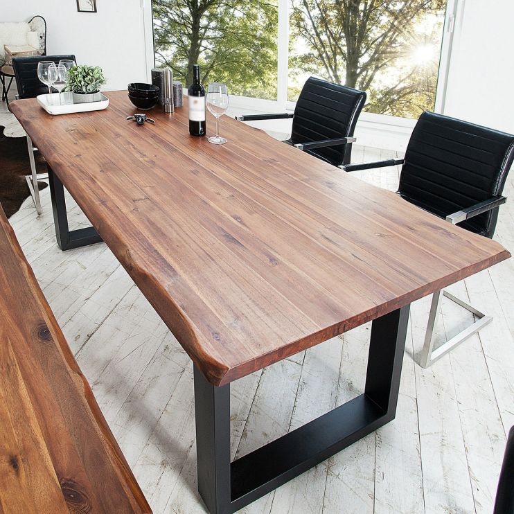 Rectangle Sled Base Industrial Table Wood Color Fixed Table with Solid Wood Clearhalo 'Dining Tables & Seating' 'Dining Tables' 'dining_table' 'furn' 'furn_dining_table' 'Furniture' 'furniture_dining_table' 'Kitchen & Dining Furniture' 'kitchen' 'kitchen_dining_table' 1200x1200_eddf5856-7085-4c71-b72b-a2128dae21e2