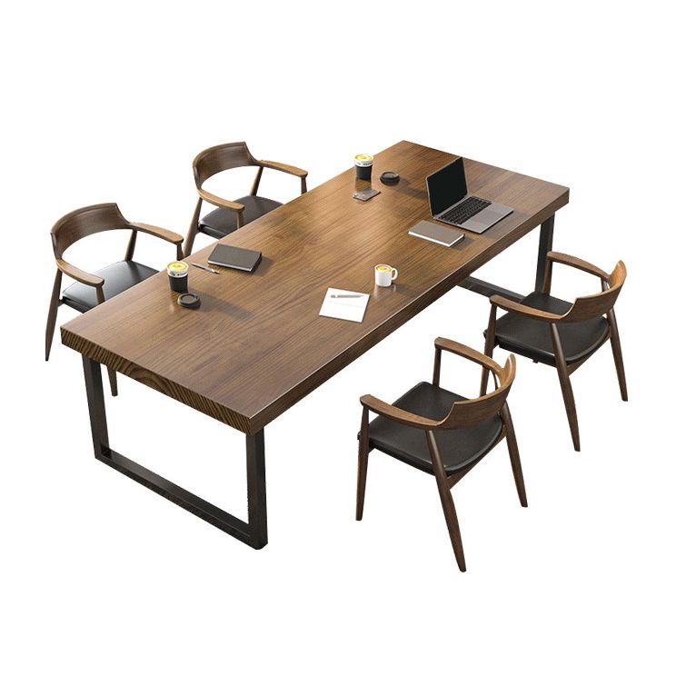 Solid Wood Contemporary Writing Desk Bedroom Office Desk with Black Legs Clearhalo 'furn' 'furn_office_desk' 'Furniture' 'Office Desks' 'Office Furniture' 'office_desk' 1200x1200_ede147d9-b993-4132-988f-9729f267d914