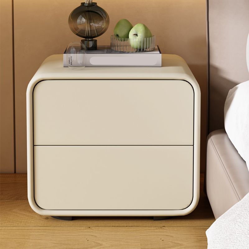 Mesa de 2 cajones de estilo contemporáneo Marco de madera maciza de cuero Nightsand