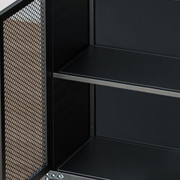 29.5" Tall Metal Accent Cabinet Industrial 2 - Door Chest with Wood Top Clearhalo 'Cabinets & Chests' 'cabinets_chests' 'furn' 'furn_cabinets_chests' 'Furniture' 'Living Room Furniture' 1200x1200_ede439f8-e0f0-4d77-bc21-28763b7080c2