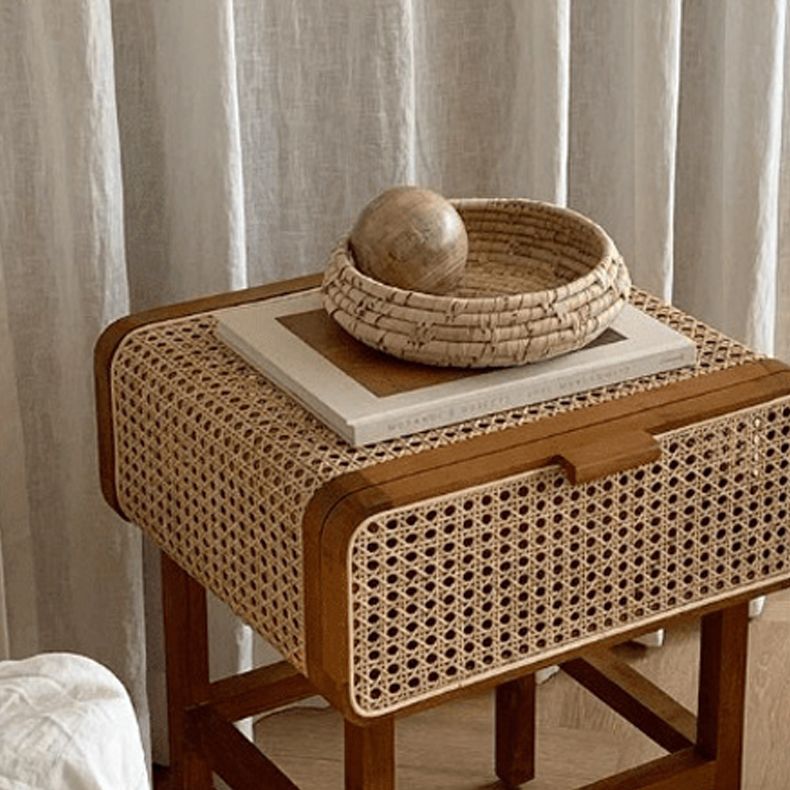 Nightand de table à accent contemporain 23,62 "Table table de chevet de lit avec armoire