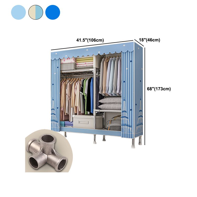 Metal Frame Home Wardrobe Armoire Modern Style Wardrobe with Shelves