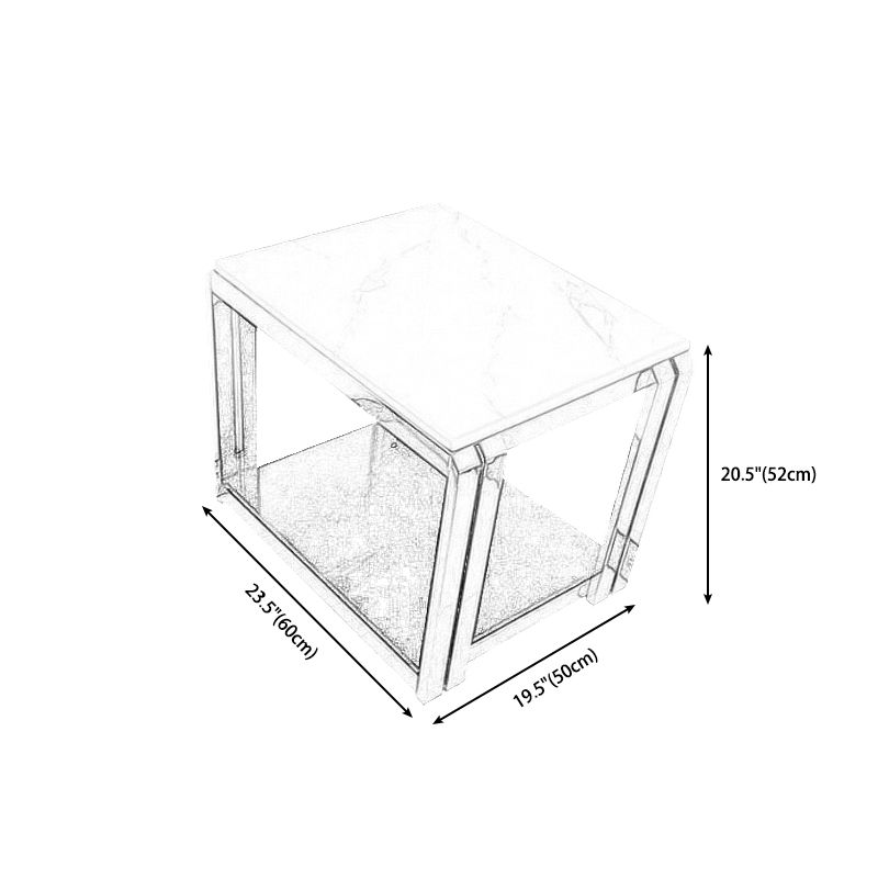 Tabella di estremità del blocco quadrata in acciaio inossidabile moderno tavolo da tavolo angolare in marmo laterale