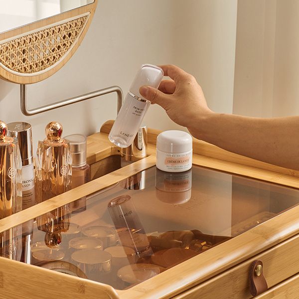 Vanity in legno contemporaneo con 2/3 cassetti di stoccaggio MACCHINE Vanity scrivania con sgabelli e specchio