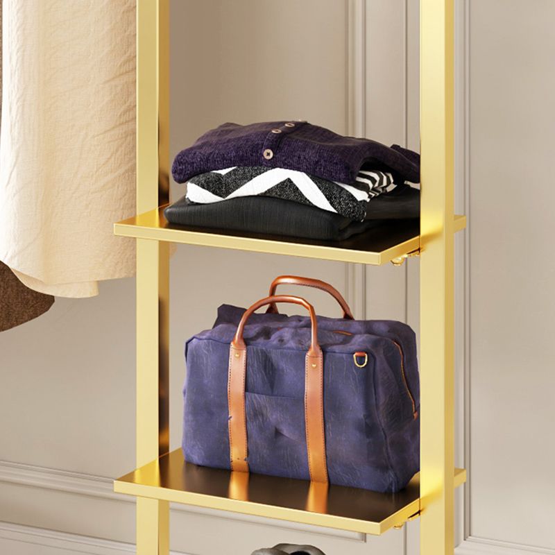 Modern Style Coat Rack Multilayer Shelves Metallic Free Standing Coat Rack Clearhalo 'Entry & Mudroom Furniture' 'furn' 'furn_hall_tree_coat_racks' 'Furniture' 'Hall Trees & Coat Racks' 'hall_tree_coat_racks' 1200x1200_ede6ffd6-d4b8-4d8b-9afd-0e34a3a1309b