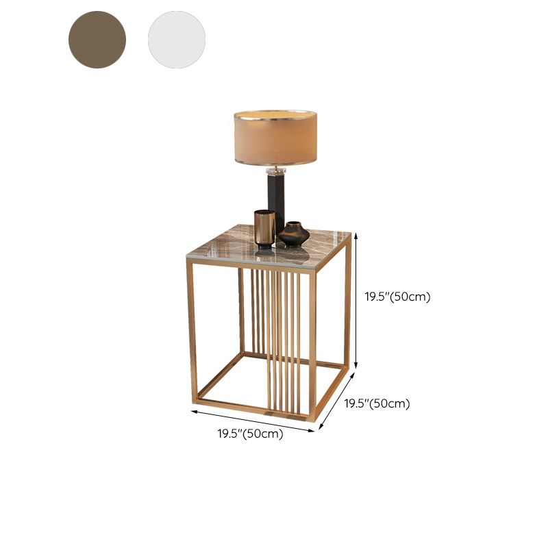 モダンスクエアスレートトップサイドテーブル19.68 "背の高いスチールフレームエンドテーブル