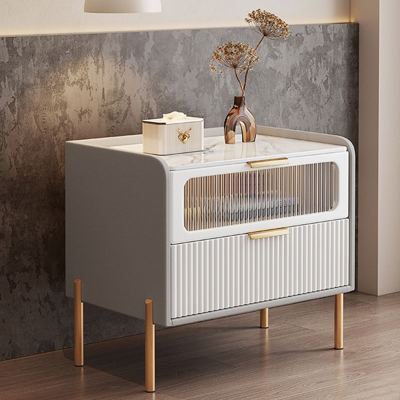 Comodini del letto glam del cabinetto del comodino in pietra con 2 cassetti