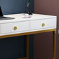 Glam Manufactured Wood Office Desk 19.68" W Home Writing Desk with 2-Drawer Clearhalo 'furn' 'furn_office_desk' 'Furniture' 'Office Desks' 'Office Furniture' 'office_desk' 1200x1200_edea406c-00a4-48f1-beaf-777d19e95b89