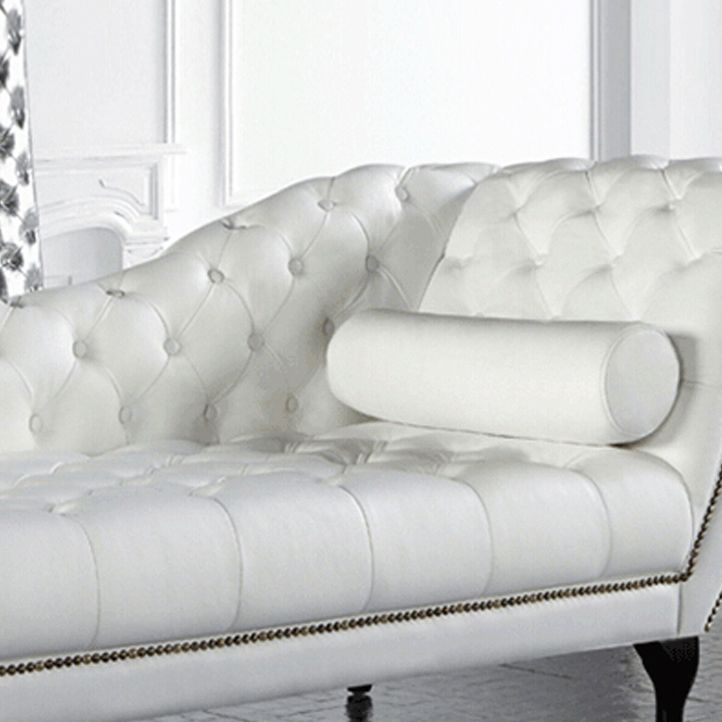 Sala de estar chaise brote brazo de cuero salón de chaise con tapicón mechoso