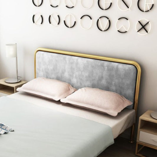 Grau und gold offenes Bett mit Metallbeinen Bettrahmen gepolstertes Kopfteil