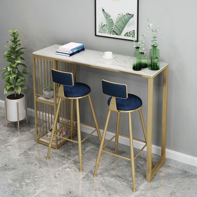 Tableau de barre en marbre artificiel Table du bistrot de style glamour de 42 pouces avec grille de rangement