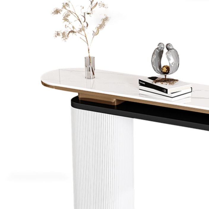 Glam Stone Console Table Oval Shape Console Sofa Table for Hall Clearhalo 'Console Tables' 'console_tables' 'Entry & Mudroom Furniture' 'furn' 'furn_console_tables' 'Furniture' 1200x1200_edebca09-a9e6-42ee-80ff-d88fec841778