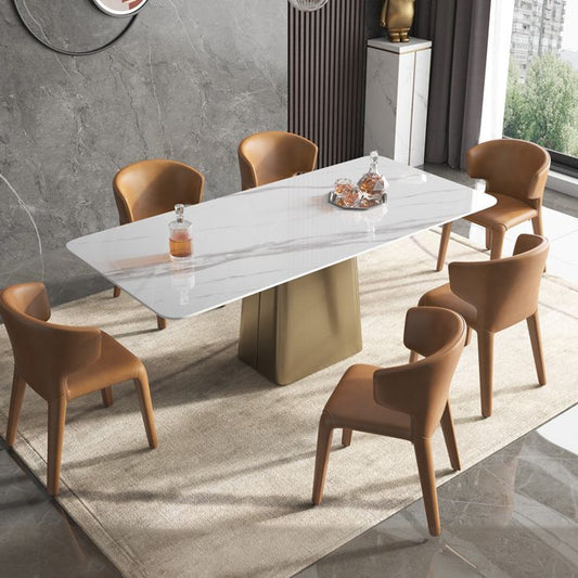 Glam Dining Set 1/2/4/7 Pieces Sintered Stone Top Table with Wingback Chairs Clearhalo 'Dining Room Sets' 'Dining Tables & Seating' 'dining_room_set' 'furn' 'furn_dining_room_set' 'Furniture' 'Kitchen & Dining Furniture' 1200x1200_edece327-e0de-4970-ade7-a6d493ee33a0