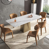 Glam Dining Set 1/2/4/7 Pieces Sintered Stone Top Table with Wingback Chairs Clearhalo 'Dining Room Sets' 'Dining Tables & Seating' 'dining_room_set' 'furn' 'furn_dining_room_set' 'Furniture' 'Kitchen & Dining Furniture' 1200x1200_edece327-e0de-4970-ade7-a6d493ee33a0