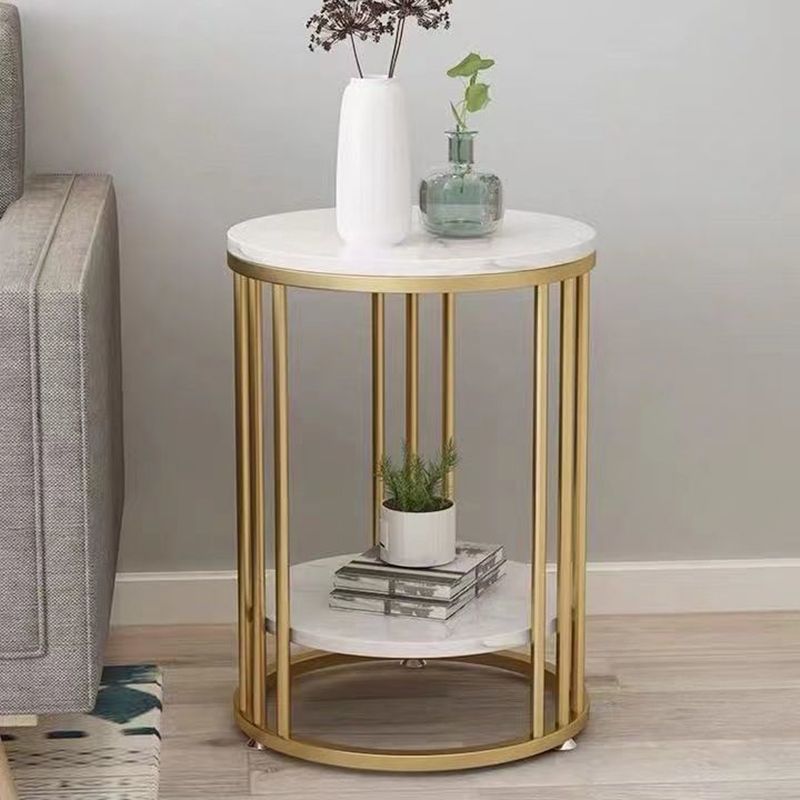 Frame Base Design Gold/ Black Metal Slate Top White Rectangular Side Table Clearhalo 'Coffee & Accent Tables' 'End & Side Tables' 'end_side_tables' 'furn' 'furn_end_side_tables' 'Furniture' 'Living Room Furniture' 1200x1200_eded95c7-1b66-46de-9073-74dd56b1423c