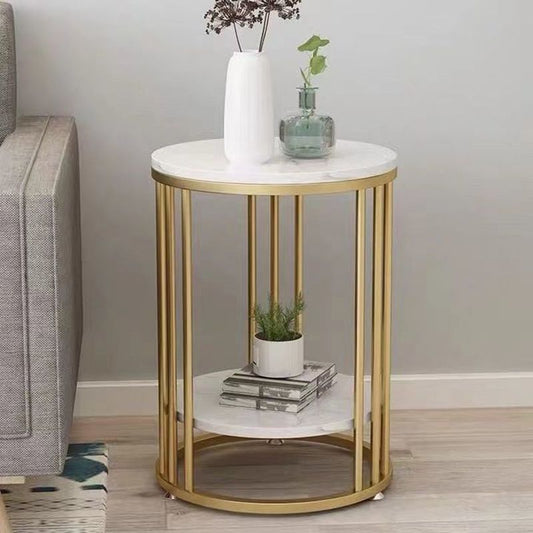 Frame Base Design Gold/ Black Metal Slate Top White Rectangular Side Table Clearhalo 'Coffee & Accent Tables' 'End & Side Tables' 'end_side_tables' 'furn' 'furn_end_side_tables' 'Furniture' 'Living Room Furniture' 1200x1200_eded95c7-1b66-46de-9073-74dd56b1423c