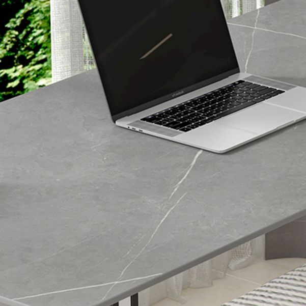 Bureau de bureau rectangulaire industriel Bureau d'ordinateur finition antique avec jambes métalliques