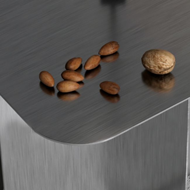 Mesa de metal rectangular de estilo moderno de mediados de siglo con mesa lateral base abstracta