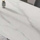 Metal Contemporary Rectangle Dining Table White Sintered Stone Top Table for Dining Room