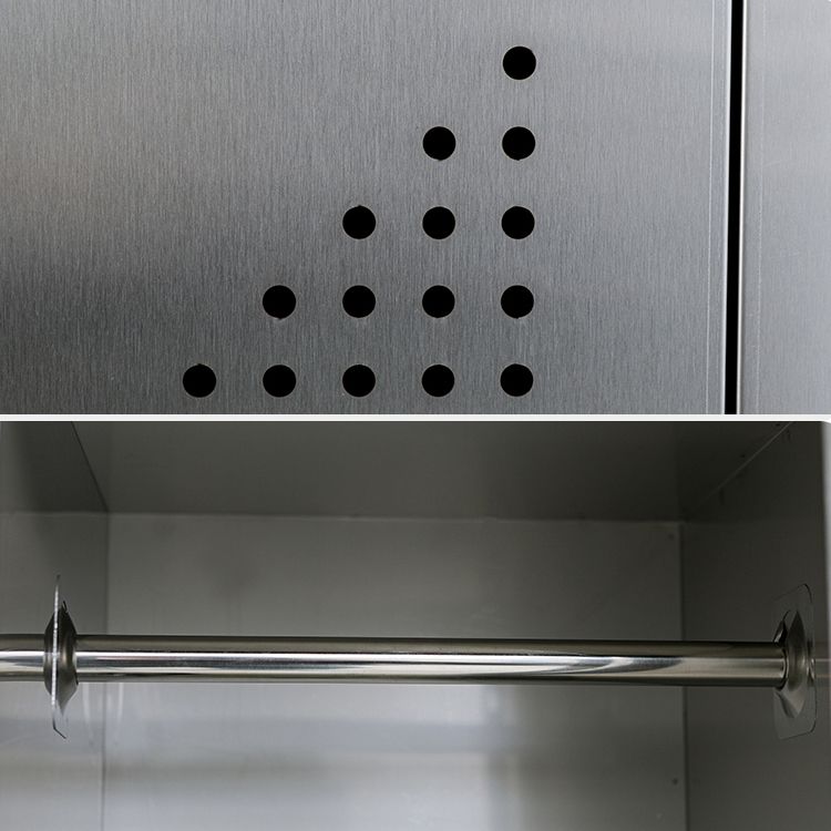 Armadio industriale in metallo con portametta in acciaio grigio incernierato per bagno