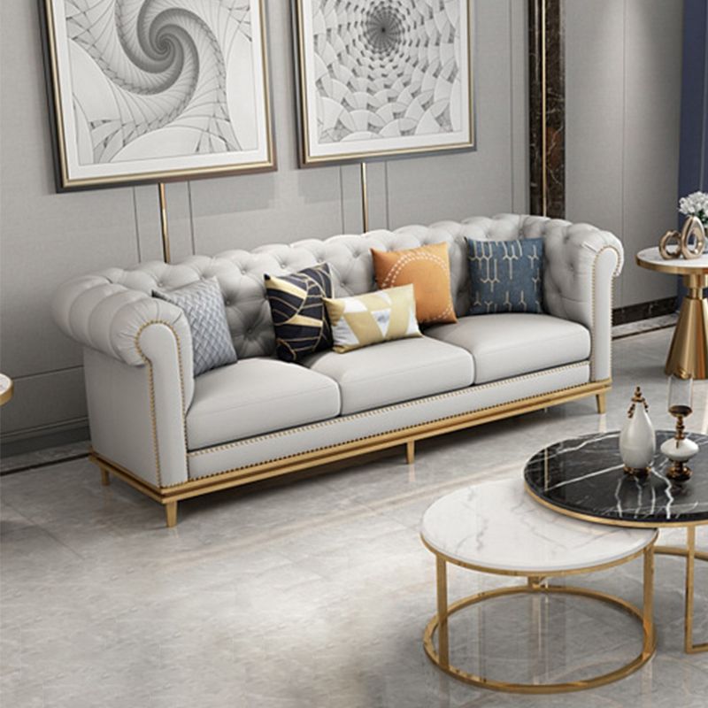 Divano armato arrotolato a 3 posti Chesterfield trapuntato 82,68 "W.